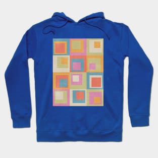 Colored Squares Light Blue Orange Beige Grey Hoodie